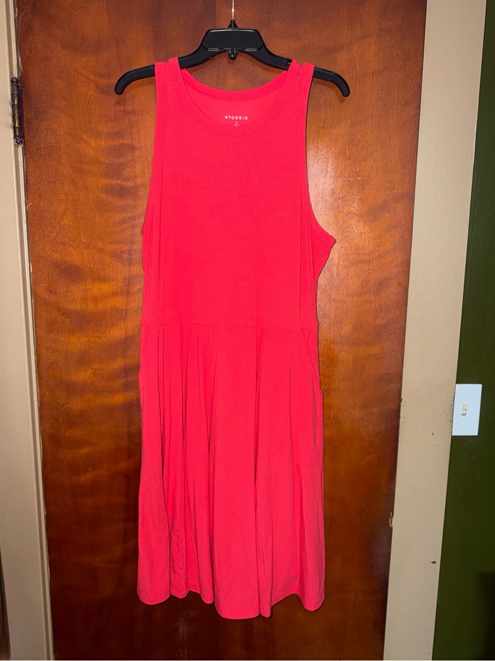 Super soft sleeveless ribbed skater dress with pockets